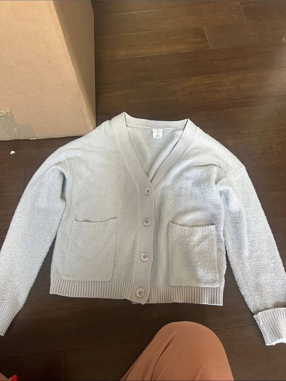 Joie Light Gray Plush Button-Front Cardigan